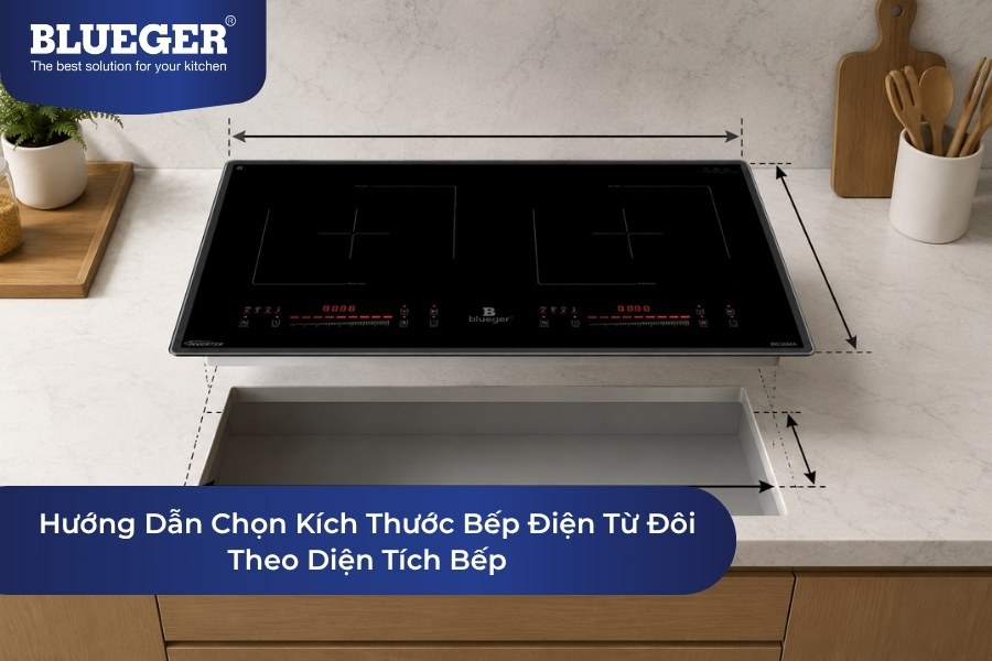 Hướng Dẫn Chọn Kích Thước Bếp Điện Từ Đôi Theo Diện Tích Bếp