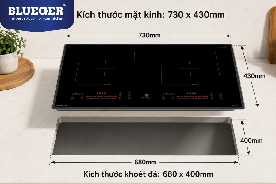Hướng Dẫn Chọn Kích Thước Bếp Điện Từ Đôi Theo Diện Tích Bếp